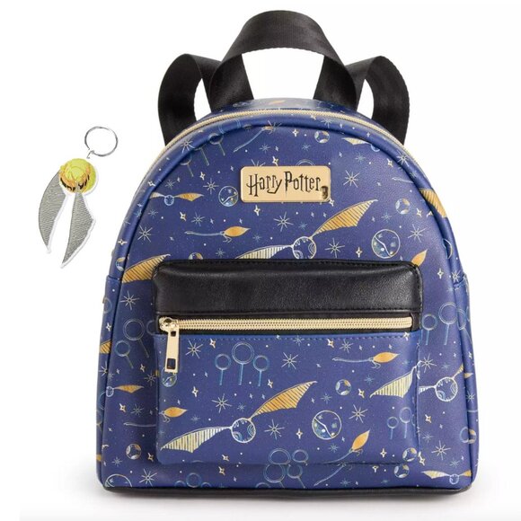 Harry Potter Quidditch Mini Backpack with Golden Snitch Keychain - Picture 1 of 7